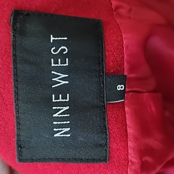 NINE WEST Red Wool Blend Cowl Neck Peacoat Size 8 - Picture 6 of 7